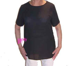 JOHN ZACK BLACK  CHIFFON  LONG & SHORT TOP S/M -M/L = 8/10 -10/12