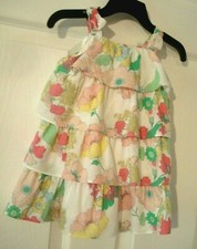 Janie and Jack Layered Ruffle Petite Pineapple Floral Dress Size 6-12 Months NEW