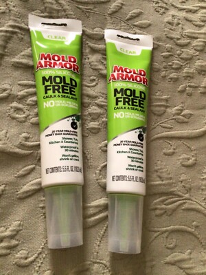 NEW 2 Sealed  MOLD ARMOR 5.5 oz. CLEAR Mold Free Silicone Sealant Kitchen & Bath