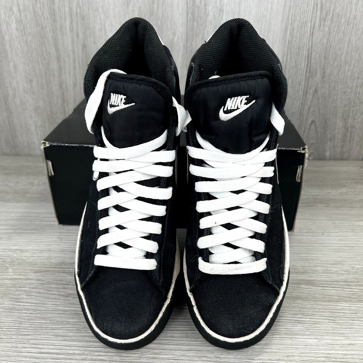 Vintage Nike Blazer Mid Black Denim White Panda GS Sz 7Y Vintage Nike Blazer Mid Black Denim White Panda GS Sz 7Y
