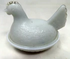 Indiana Hen on Nest White Opaque Milk Glass Covered Dish Vintage