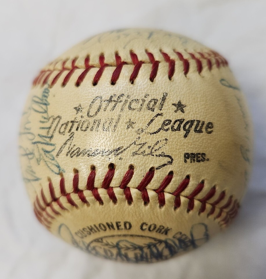 1957 Milwaukee Braves World Series Champ Team Signed Baseball JSA