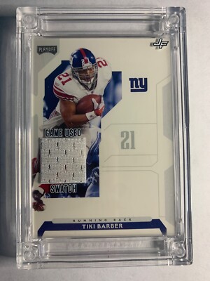 Tiki Barber 2022 Playoff Jersey Fusion Game Used Swatch HOF #63 Patch New York