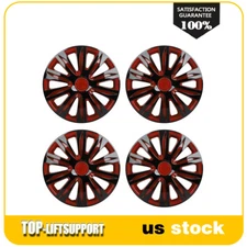4x 16" inch Wheel Covers Snap On Hub Caps Full Hubcaps Fits R16 Tire Black & Red