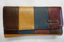 Image of Leather Purse Wallet Double Sided with Flap Large Size RFID Protected