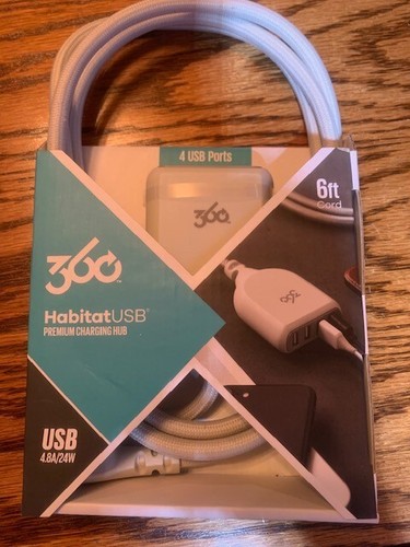 360 Habitat Premium USB Extension Cord 6 Ft 4 USB Ports - Picture 4 of 6