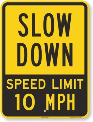 Slow Down - Speed Limit 10 MPH 18'' x 24'' High Intensity Reflective Aluminum