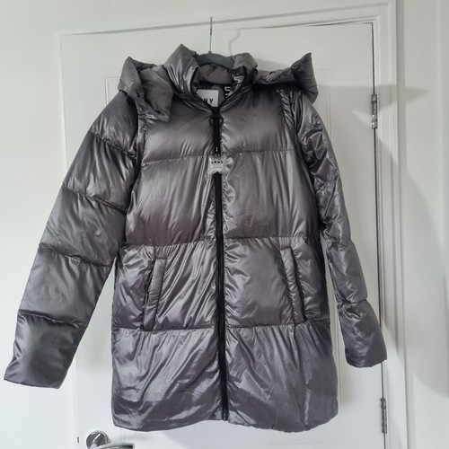 Dkny Ladies 2 In 1 Zip Off Gilet And Puffer Coat In.metallic Granit Size 10 Uk - Picture 10 of 16
