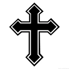 Outlined Cross - Decal Sticker - Multiple Colors & Sizes - ebn6819