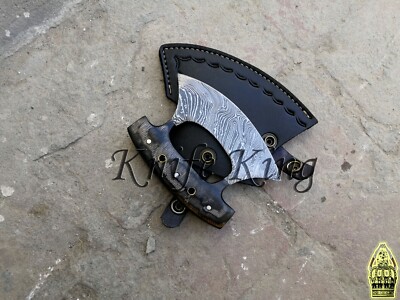 Custom Knife King's Made Stunning Damascus Steel ULU Knife With Wood