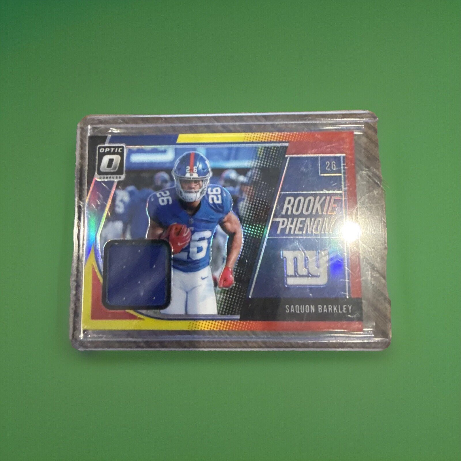 Saquon Barkley 2018 OPTIC Rookie Phenom Jersey/Relic Card RARE Prizm RED/YELLOW