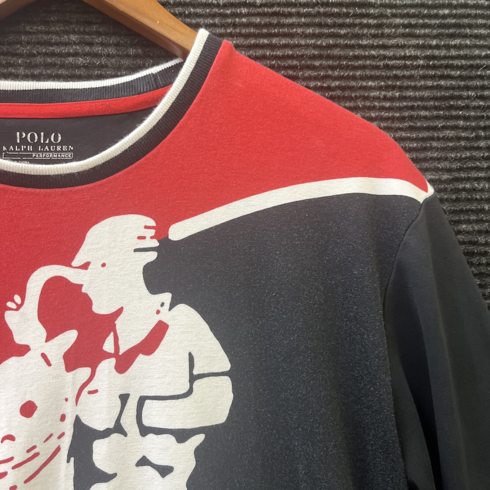 ?Polo Ralph Lauren Performance P Wing Big Pony Felpa Uomo Small Nero Rosso