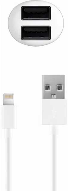 Just Wireless - Apple MFi Dual Car Charger Life Time Warranty - White - NEW - Image 3 of 4