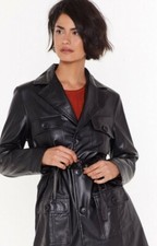 Brand New Nasty Gal Leather Fully Dressed Belted JacketSize uk 6