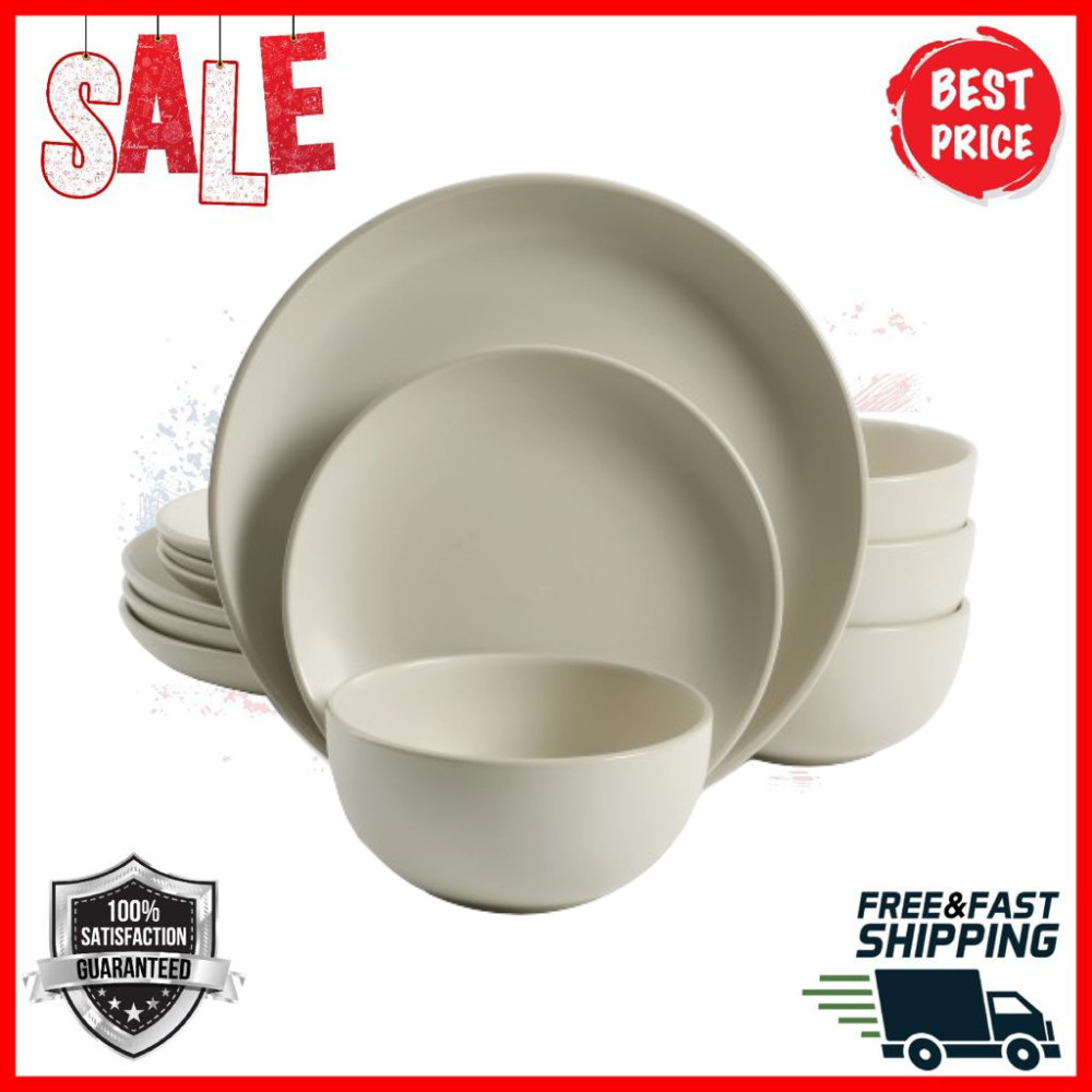 Better Homes & Gardens Zuri Matte 12Piece Dinnerware Set Cream New