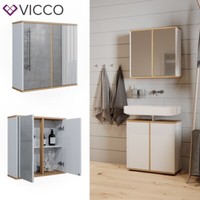 Badspiegelschrank Didi Weiß Eiche 60 X 60 Cm Mit 2 TüRen Vicco