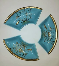 Hoenig Of Calif #507 Turquoise And Gold Ceramic Servers