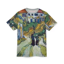 Vincent van Gogh Stairway at Auvers Masterpiece Iconic Unisex Tee Shirt Gift Art