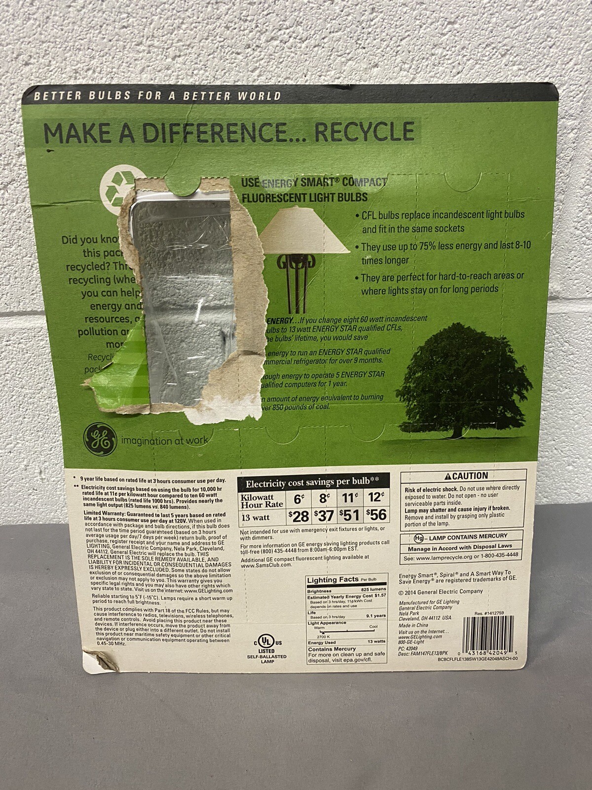 6) NEW GE Energy Smart 60 Watt (Uses Only 13 Watts) Fluorescent Light Bulbs