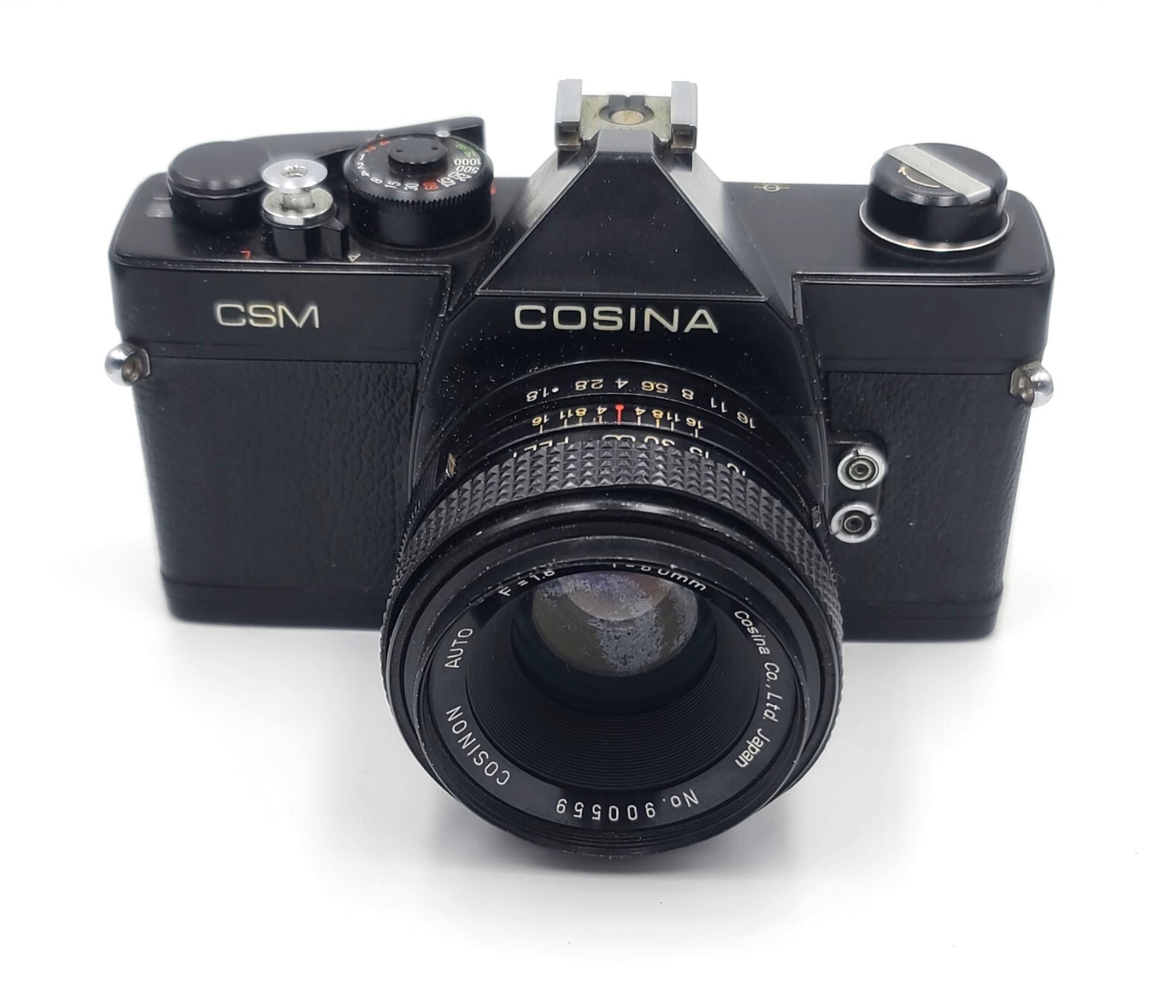 Fotocamera vintage reflex COSINA CSM / obbiettivo 50 mm f1.8 con custodia