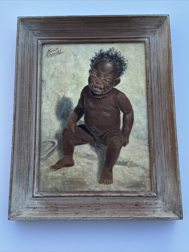KENT COTTRELL PAINTING BLACK AMERICANA BABY AFRICAN AMERICAN LISTED ANTIQUE 1940 - Picture 12 of 17