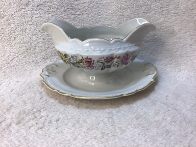 Embassy USA VITRIFIED LORD MAYFAIR GRAVY BOAT W/ATTACHED LINER PLATE