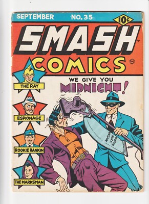 SMASH COMICS  35 GOLDEN AGE QUALITY/ 1942 - We Give You Midnight! JACK COLE ART