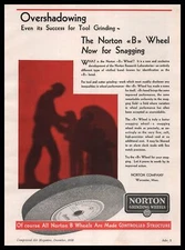 1930 Norton Company Worcester Massachusetts "B" Wheel Grinding Wheels Print Ad
