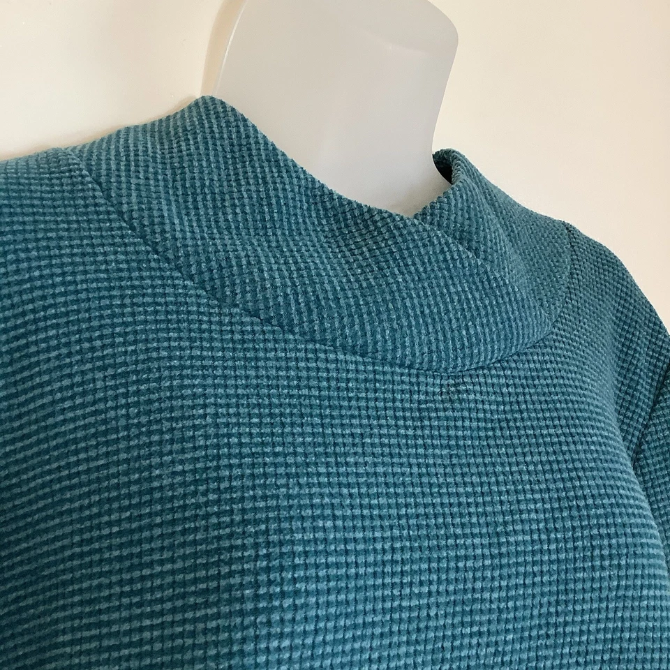 Suéter para mujer d & Co. talla LP verde azulado pulóver manga larga bolsillos polar Foto 2 de 4