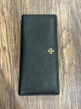 Tory Burch Mini  Zip Robinson Continental Wallet - Black