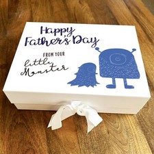 Blue Happy Father's Day Little Monsters Doodle Dad Personalised Hamper Gift Box