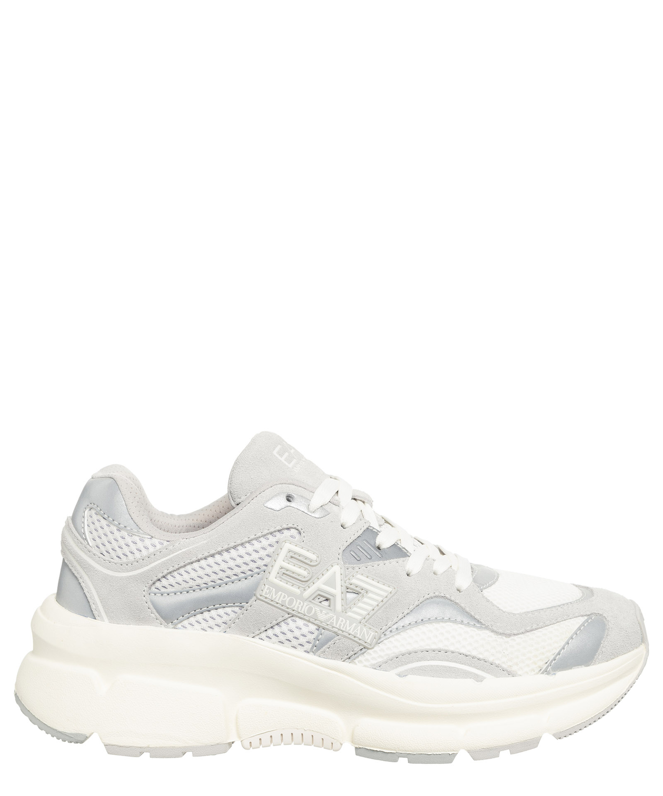 Кроссовки Emporio Armani EA7 donna X8X212XK425R951 grigio серо-фиолетового цвета с белыми вставками 26590₽