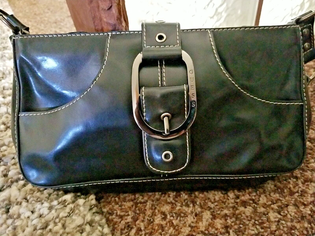 vintage guess tote bag black leather