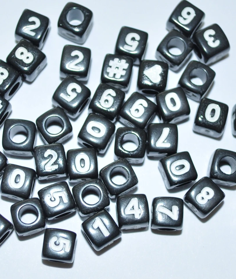 100 pcs AAA quality number square beads of 6 & 7 mm, single & mixed, 4 colours - Image 4 of 4