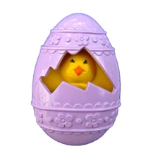 Avon FRAGRANCE GLACE Pin CHICK A PEEP EGG Vintage 1977 Purple Easter EMPTY