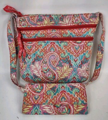 Vera Bradley Paisley In Paradise Large Hipster/Crossbody Purse With Wallet *Read