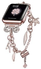 NEW Rose Gold Bling  A  Compat w/ Apple Watch Charm Bracelet 38 40 mm Adjust