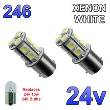 2 x White 24v LED BA15s 246 R10W 13 SMD Number Plate Interior Bulbs HGV Truck