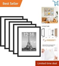 Set of 5 Picture Frames Black 12x16 Wall Gallery Display for Photos