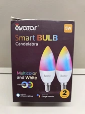 NIOB 2-Pack Avatar Controls Smart Bulb Candelabra, Multicolor & White, 5W, Dims