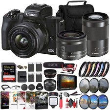 Canon EOS M50 Mark II Mirrorless Camera W/ 15-45mm Lens  64GB Card  More