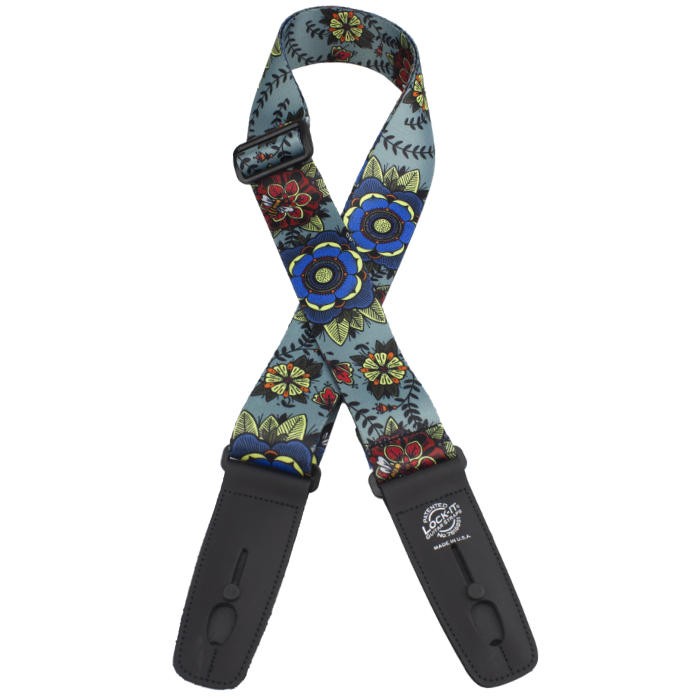 Lock-It Poly Plush Series Guitar Strap 2 Wide - Blue Flowers 5590₽
