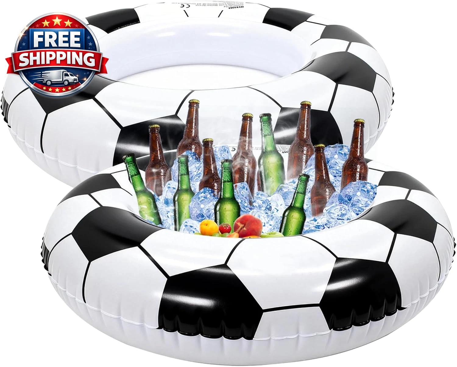 2 Pcs Inflatable Soccer Cooler, Soccer Floating Ice Bucket, Sport Theme Drink Co