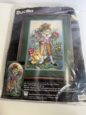 Bucilla 4749 Needlepoint Mr. Frog Goes A Courting Picture/Pillow 9.5 X15 