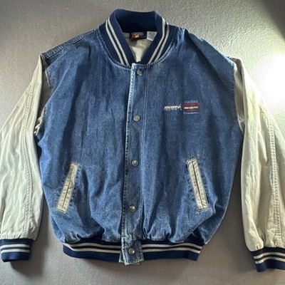 Hartwell Men s XL Blue/White Varsity Jacket Snap Front Embroidered Logo Pockets