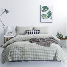 Green Gingham Duvet Cover Queen 100 Washed Cotton Plaid Duvet Cover Set 3 Piece