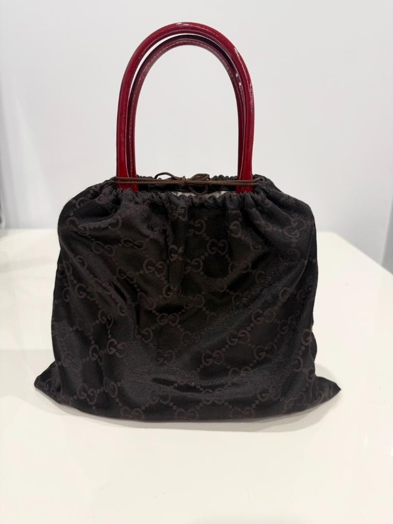 GUCCI GG Canvas Enamel Handbag Red Authentic Tote Bag with Dust Bag thumbnail 12