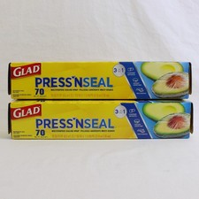 Lot of 2 Glad Press'N Seal Multipurpose Sealing Wrap, 70 sq ft New