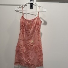 Lucy In The Sky Pink Sequin Floral Mini Dress Dance Small