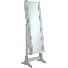 Elle Cheval Mirror with Jewelry Storage Silver